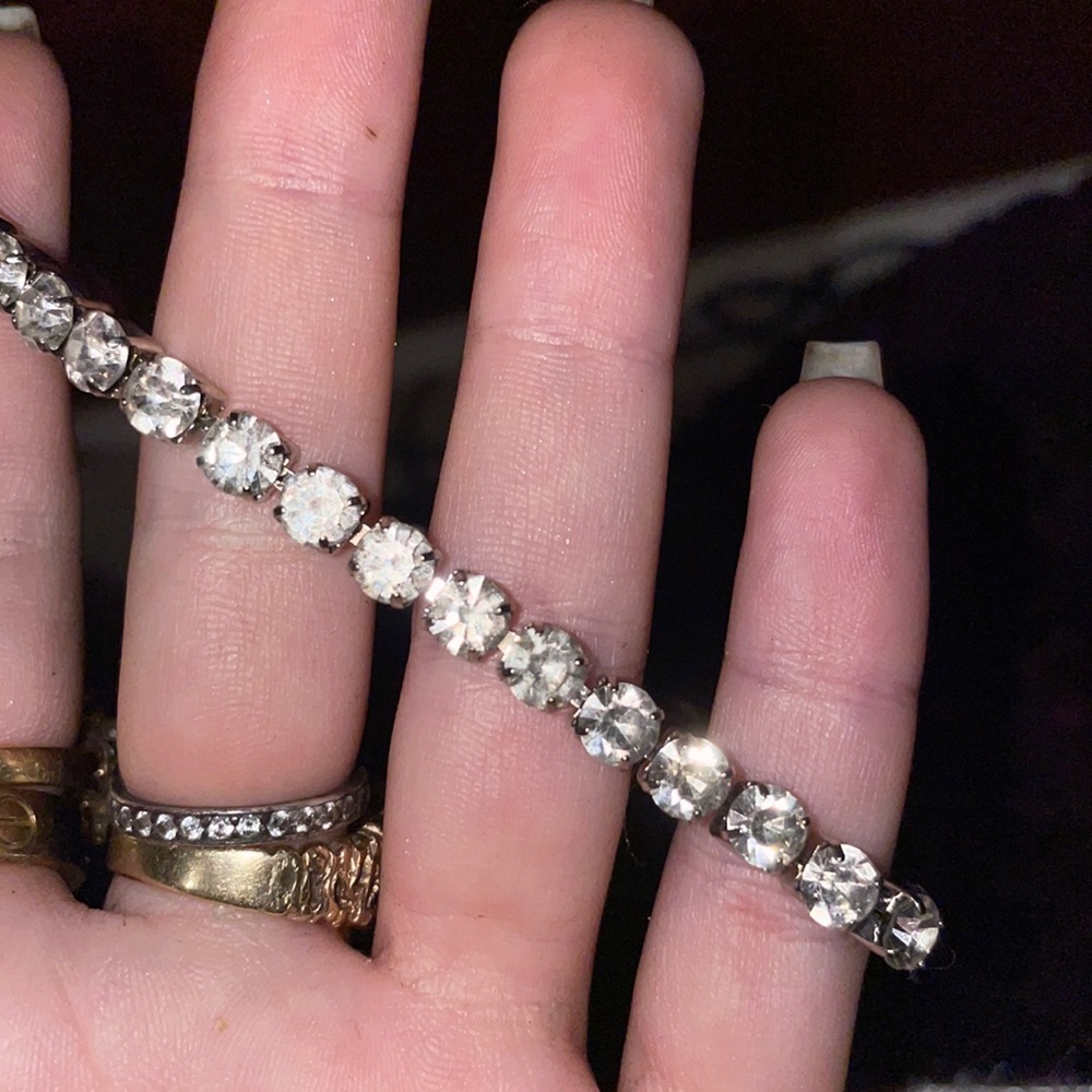 This bracelet is Swarovski crystal all around.